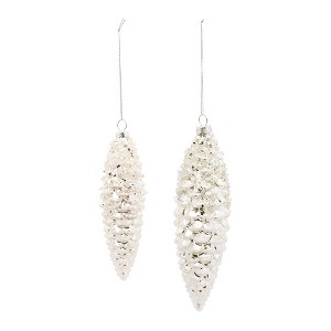 Melrose Frosted Pinecone Drop Ornament (Set of 12) - 1 of 4