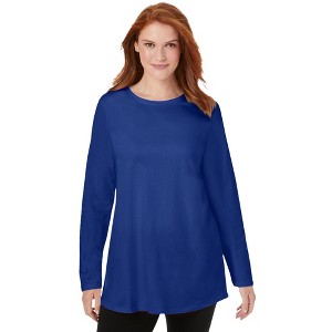 Woman Within Plus Size Perfect Long-Sleeve Crewneck Tunic - 1 of 4