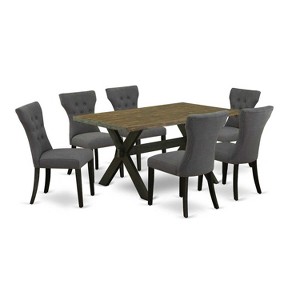 HomeStock 7-Pc Rectangle Natural Oak Finish Solid Wood Top Dining Table with 6 Parson Chairs - 1 of 4