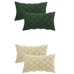 Unique Bargains Decorative Cozy Solid Color Cut Flower Checkered Throw Pillow Covers 4 Pcs - 1 of 4
