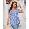 YESFASHION Womens Plus Size Summer Tops Square Neck Ruffle Short Sleeve Casual Tunics Loose Comfy Blouse Shirts - 2 of 4