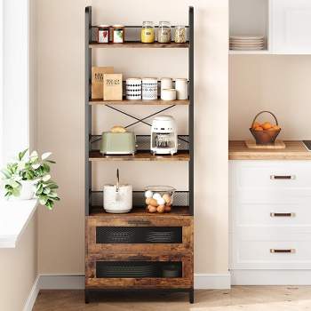 Bookshelf with Drawers Industrial Bookcase with 4 Tiers Bookshelves 70.87" in