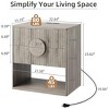 Gray Fluted Nightstand with Charging Station  Side Table with 2 Drawer  Modern Farmhouse Nightstands with Open Shelves  Wood Nightstand for Bedroom - 3 of 4