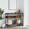 vidaXL Console Table with Shelf Smoked Oak 39.4 in.x11.4 in.x29.5 in. Engineered Wood - 3 of 4