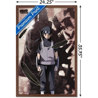 Trends International Naruto Shippuden - Itachi Uchiha Framed Wall Poster Prints Mahogany Framed Version 22.375" x 34"