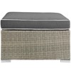 Modway Repose Outdoor Patio Upholstered Fabric Ottoman Light Gray Charcoal - 2 of 2