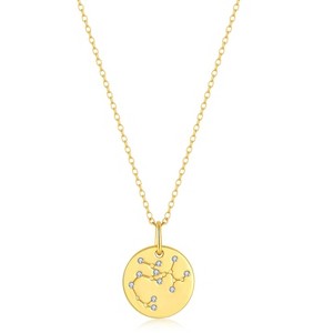 Molenia Zodiac Necklace for Women, 14K Gold Plated 925 Sterling Silver Coin CZ Pendant Dainty Constellation Horoscope Jewelry Gifts for Women - 1 of 4