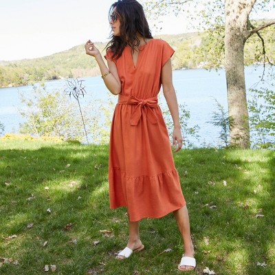 orange linen dress