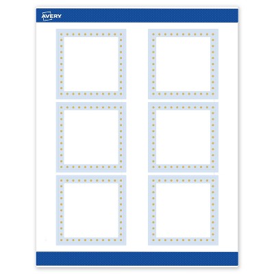 Avery 3" x 3" Labels, Gold Dots with Blue Border, 60 ct
