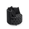 SEVOBAL Sofas Velvet Upholstered Swivel Chair with Button Tufting and Movable Wheels for Living Room Bedroom, Black, 30.5"*30.5"*14.75" - 3 of 4