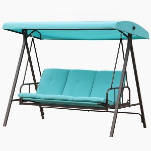 Aoodor 3-Person Outdoor Patio Swing Chair with Adjustable Canopy - Perfect for Patio, Garden - 1 of 4