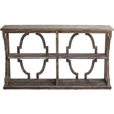 Crestview 64" Chestnut and White Wash Wood-Metal 3-Tier Console
