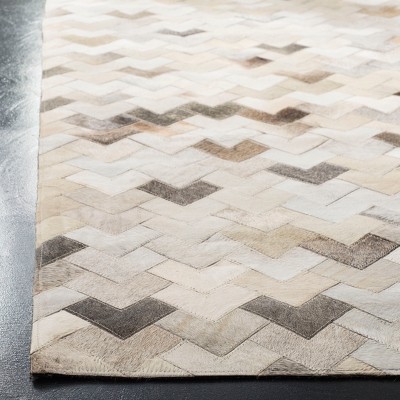 Gray Geometric Handmade Cowhide Patchwork Area Rug