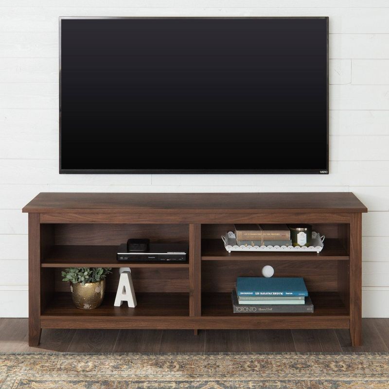 Transitional 4 Cubby Wood Open Storage TV Stand for TVs up to 65"- Saracina Home, 5 of 13
