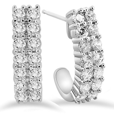 Pompeii3 1 3/8 CT Natural Diamond Hoops White Gold 3/4" Tall
