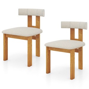 Tangkula Dining Chair Set of 2 Upholstered Kitchen Chair w/ Padded Seat & Curved Backrest - 1 of 4