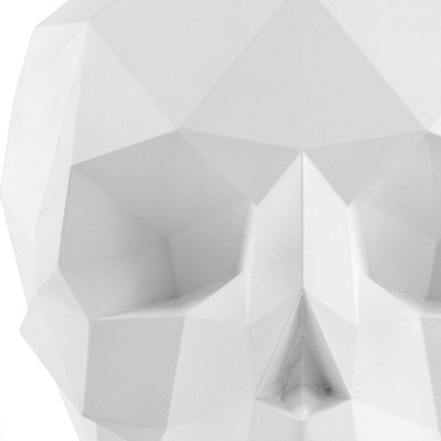 6" White Origami Style Resin Skull Figurine