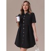 INSPIRE CHIC Women's Denim Short Sleeve Button Down Turndown Collar Babydoll Mini Shirt Dresses - 2 of 4