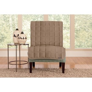Deluxe Pet Armless Chair Slipcover Cover Sable - Sure Fit: Quilted Velvet, Antimicrobial, Machine Washable - 1 of 3
