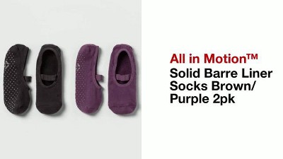 Solid Barre Liner Socks 2pk - Brown/purple - All In Motion™ : Target