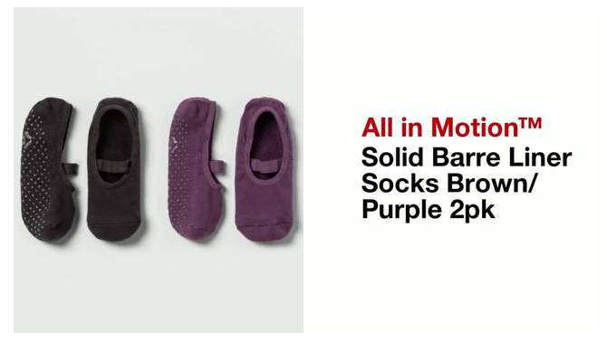 Solid Barre Liner Socks 2pk - Brown/Purple - All In Motion&#8482;, 2 of 5, play video