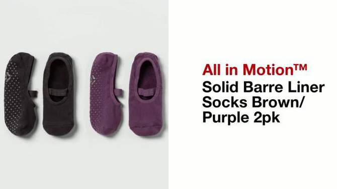 Solid Barre Liner Socks 2pk - Brown/Purple - All In Motion&#8482;, 2 of 5, play video
