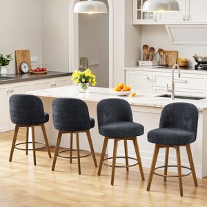 Bekrvio 26" Swivel Counter Height Bar Stools Set of 1/2/3/4,Fabric Upholstered Bar Chairs with Walnut Wood Legs, Counter-Height Kitchen Island Stools - 1 of 4