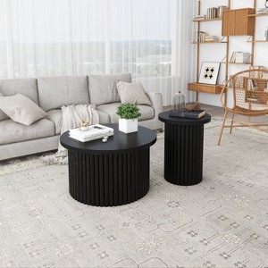 Gulches 2-Piece Round Coffee Table Set - Modern Accent Side End Tables for Living Room Apartment, Versatile Use - 1 of 4