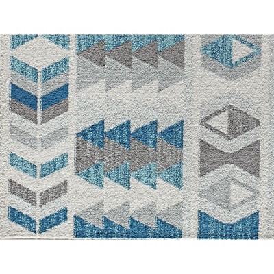 Mixed Berry and Blue Geometric Synthetic 8' x 10' Area Rug