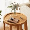 Tribesigns Solid Wood Round Side Table, Small Farmhouse End Table for Living Room, Couch Side, Natural Wooden Nightstand for Bedside, Bedroom, Brown - 3 of 4