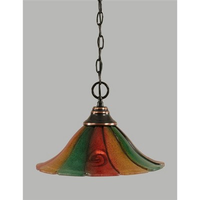 Toltec Lighting Any 1 - Light Pendant in  Black Copper with 14" Mardi Gras Shade