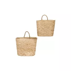 Set of 2 Decorative Handwoven Seagrass Wall Baskets Beige - 3R Studios
