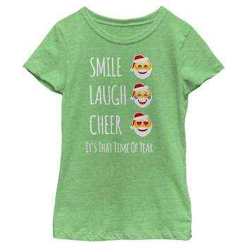 Girl's Lost Gods Christmas Santa Smile Laugh Cheer Emoji T-Shirt