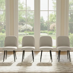 Wooakway 2 Beige/Gray Dining Chairs Metal Legs Slanted Back Wide Seat 23" x 33" for Living Dining Room - 1 of 4