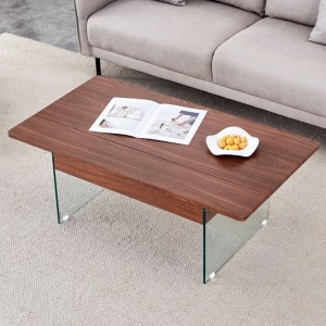 Home and Office Versatile Black Marble Lift-Top Coffee Table with Glass Legs - 1 of 3