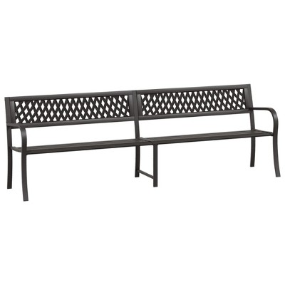 vidaXL Twin Patio Bench 96.9 inch Black Steel