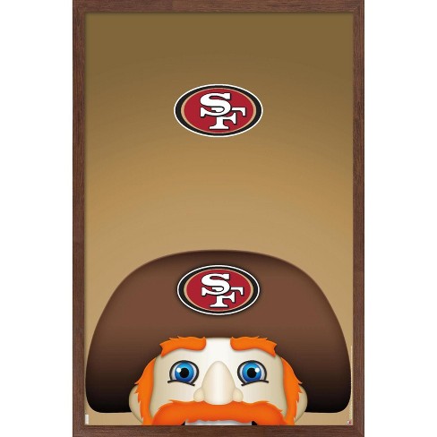 Trends International NFL San Francisco 49ers - Neon Helmet 23 Framed Wall  Poster Prints Mahogany Framed Version 22.375 x 34