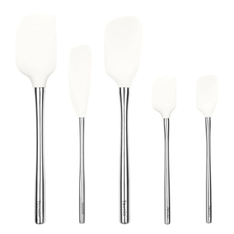 Tovolo 5pc Silicone and Stainless Handle Spatula Set White, 1 of 6