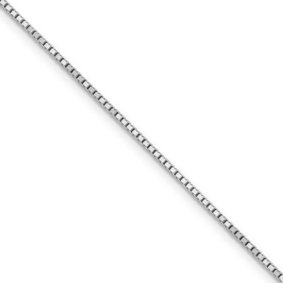 Black Bow Jewelry 1.3mm 14k White Gold Solid Box Chain Necklace