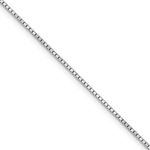 Black Bow Jewelry 1.3mm 14k White Gold Solid Box Chain Necklace - 1 of 4