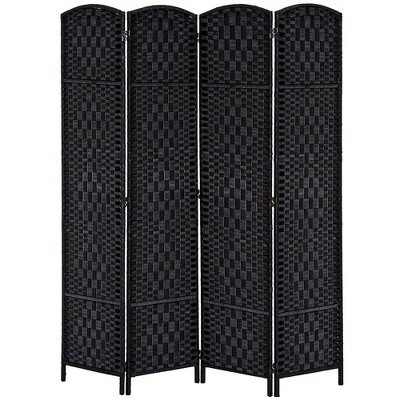 NicBex Room Divider Folding Wicker Privacy Screen with Wood Legs Partition for Home & Office