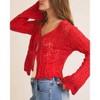 Women's Front Tie Bell Sleeve Open Knit Cardigan - GILLI - 3 of 4