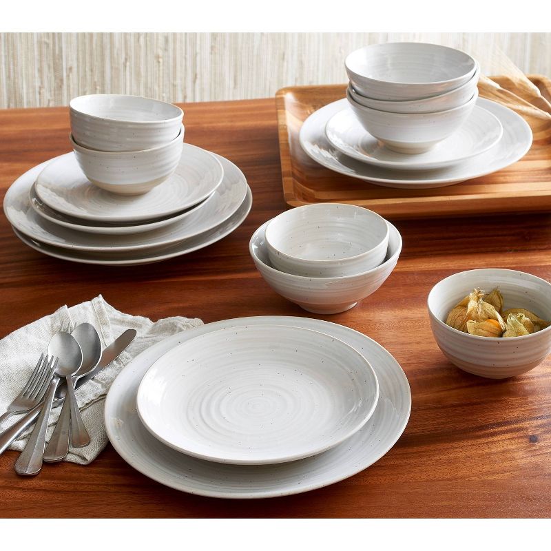 16pc Stoneware Siterra Dinnerware Set White - Sango, 3 of 7