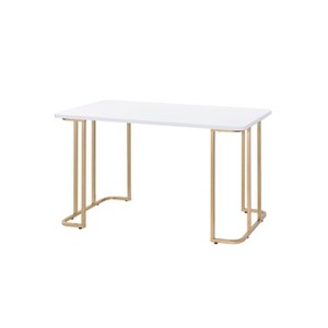Acme Furniture Estie Writing Desk White/Gold: Chic Home Office, Teen & Kids Study Table, No Storage - 1 of 4