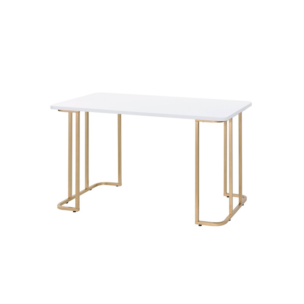 Photos - Office Desk Estie Writing Desk White/Gold - Acme Furniture