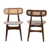 Baxton Studio 2pc Tarana Fabric and Wood Dining Chairs: Mid-Century, Rattan Detail, Foam Padded - 3 of 4
