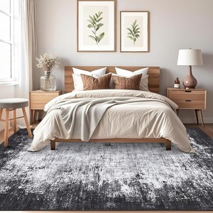 Acekool 6x9 Abstract Area Rug, Ultra-Soft Modern Carpet, Stain Resistant, Non Slip Low Pile Mat, Easy Washable for Living Room, Office, Grey - 1 of 4