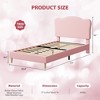 Twin Size Bed Frame for Kids with Scallop Headboard, Cute Velvet Twin Bed for Girls, Boys, Sturdy Platform Bed - 2 of 4