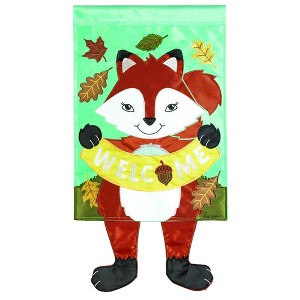Fox Welcome Fall Fern Green and Brown 13 X 19 Polyester Outdoor Hanging Garden Flag - 1 of 2