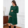 Clearlove Women's Maternity Dress Round Neck Ruffle Long Sleeve Pregnancy Clothes Dress - 2 of 4